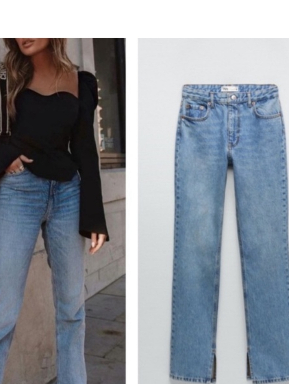 NWT Zara Split Hem High Rise Slim Fit Jeans.    Size 6